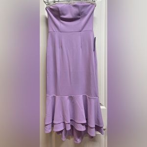 Strapless lavender dress with rhinestones